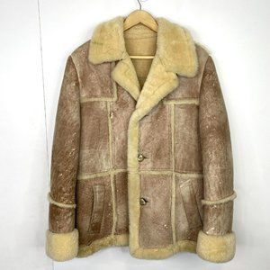 VTG Sheepskin Shearling Marlboro Yellowstone Rancher Cowboy Coat Mens Medium